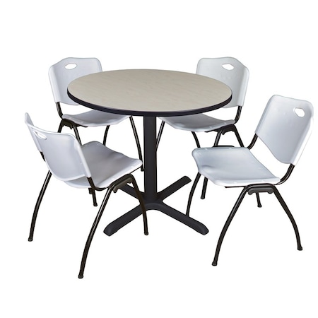 Cain Cain Round Table & Chair Set, Wood, Metal, Plastic Top, Maple TB36RNDPL47GY